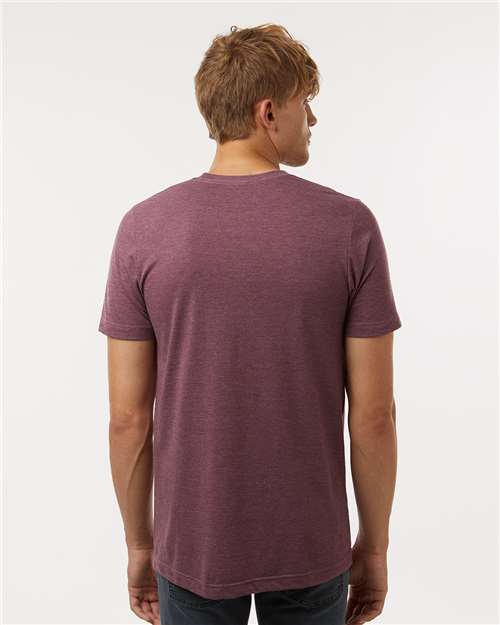 Tultex 602CVC Unisex Combed CVC T-Shirt - Heather Maroon - model back