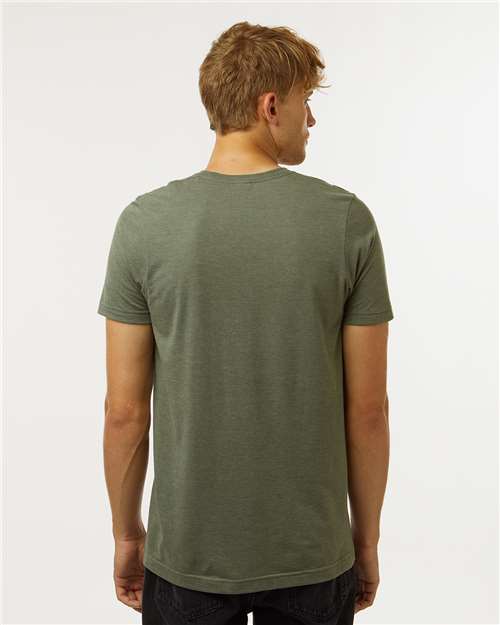 Tultex 602CVC Unisex Combed CVC T-Shirt - Heather Military Green - model back