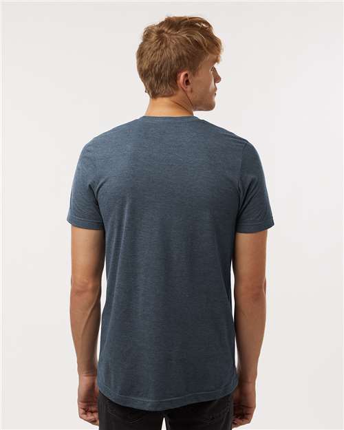 Tultex 602CVC Unisex Combed CVC T-Shirt - Heather Navy Blue - model back