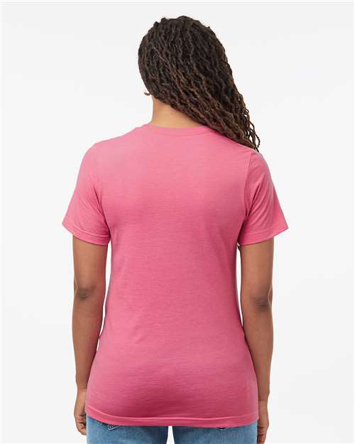 Tultex 602CVC Unisex Combed CVC T-Shirt - Heather Charity Pink - model back