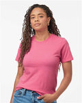 Tultex 602CVC Unisex Combed CVC T-Shirt - Heather Charity Pink - model front