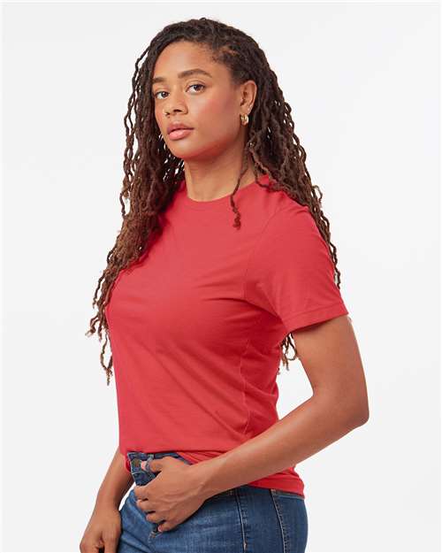 Tultex 602CVC Unisex Combed CVC T-Shirt - Heather Red - model side
