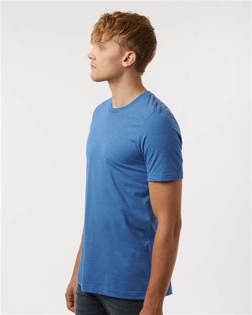 Tultex 602CVC Unisex Combed CVC T-Shirt - Heather Royal - model side