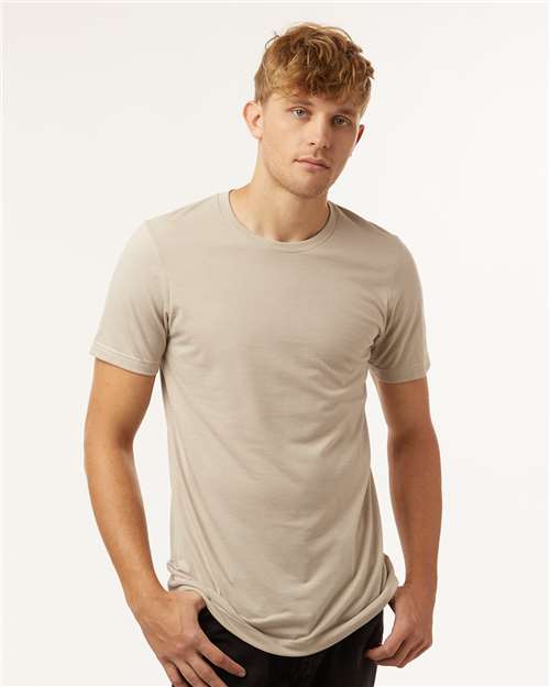 Tultex 602CVC Unisex Combed CVC T-Shirt - Heather Tan - model front