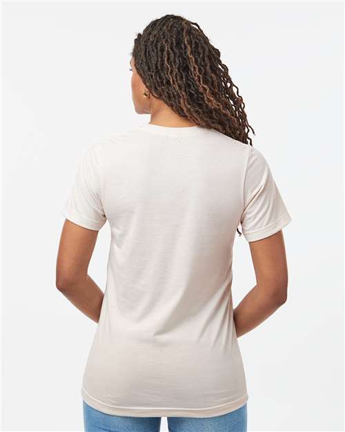 Tultex 602CVC Unisex Combed CVC T-Shirt - Heather Vintage Natural - model back