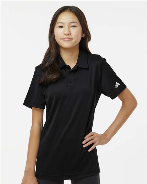 Adidas A4000 Youth Performance Polo - Black - model front