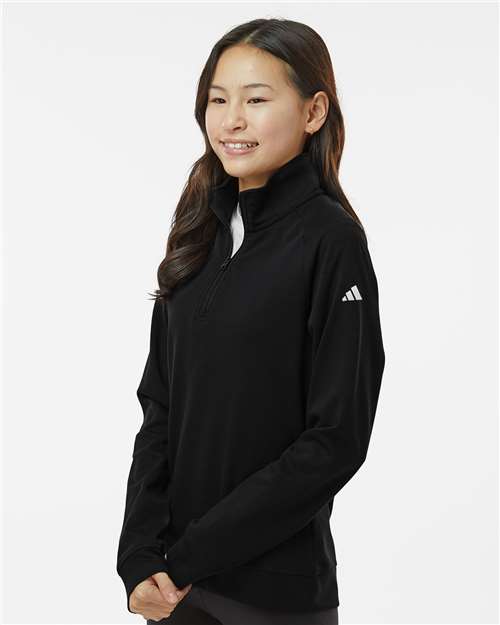 Adidas A4001 Youth Performance Quarter-Zip Pullover - Black - model side