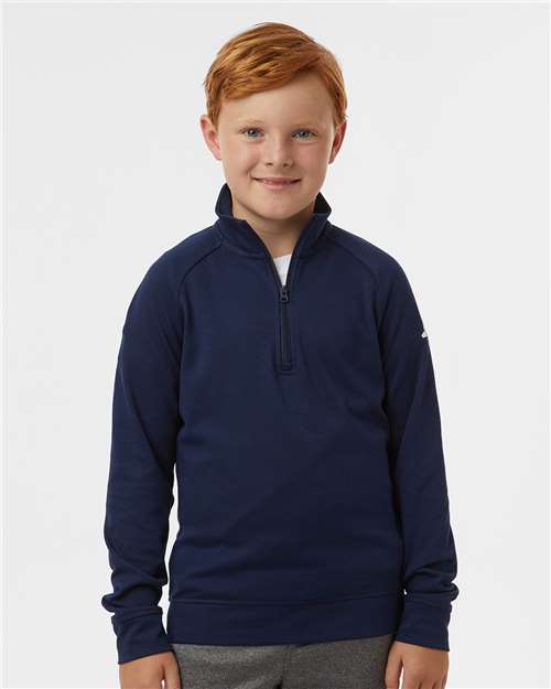 Adidas A4001 Youth Performance Quarter-Zip Pullover - Collegiate Navy - model front
