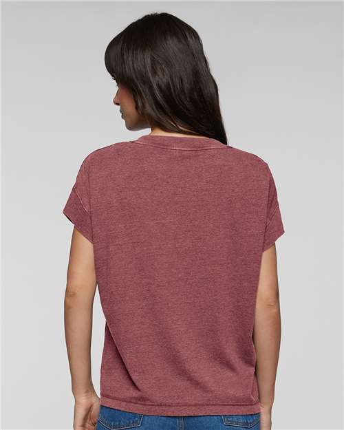 LAT 3502 Women's Vintage Wash Tee - Washed Rouge - model back