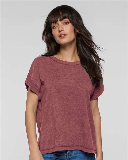 LAT 3502 Women's Vintage Wash Tee - Washed Rouge - model front