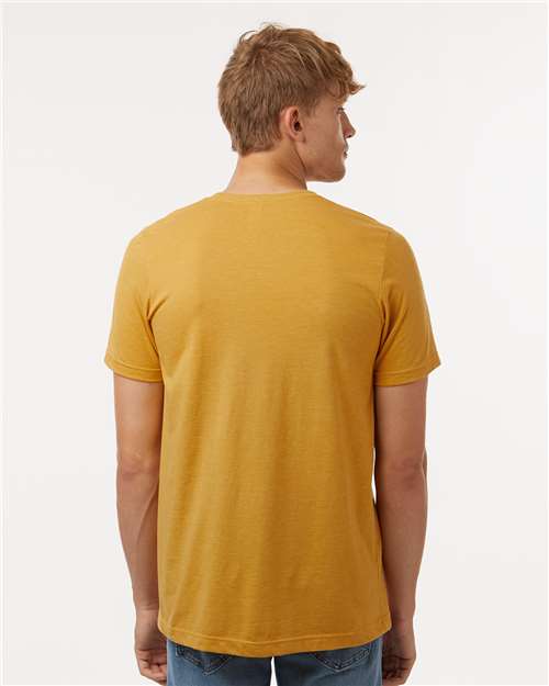 Tultex 602CVC Unisex Combed CVC T-Shirt - Heather Mustard - model back