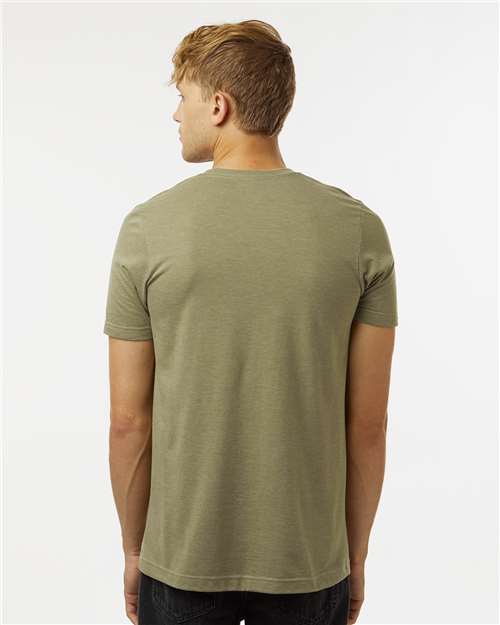Tultex 602CVC Unisex Combed CVC T-Shirt - Heather Olive Green - model back