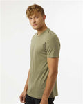 Tultex 602CVC Unisex Combed CVC T-Shirt - Heather Olive Green - model side