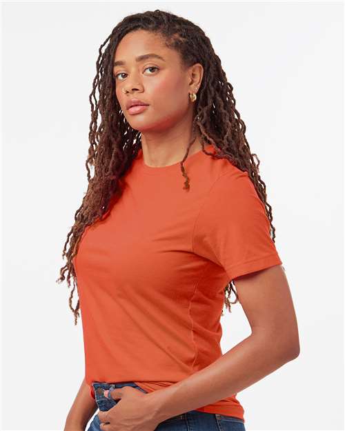 Tultex 602CVC Unisex Combed CVC T-Shirt - Heather Orange - model side