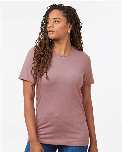 Tultex 602CVC Unisex Combed CVC T-Shirt - Heather Orchid - model front