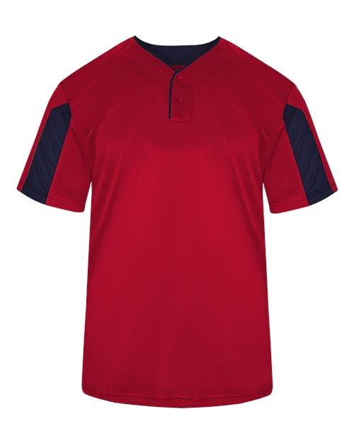 Alleson Athletic 7976 Men's Striker Placket - Red/ Navy - front