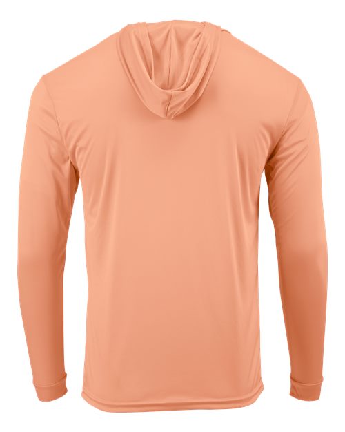 Paragon 220 Unisex Bahama Performance Hooded Long Sleeve T-Shirt - Coral - back