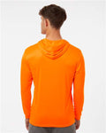 Paragon 220 Unisex Bahama Performance Hooded Long Sleeve T-Shirt - Neon Orange - model back