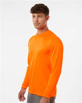 Paragon 220 Unisex Bahama Performance Hooded Long Sleeve T-Shirt - Neon Orange - model side