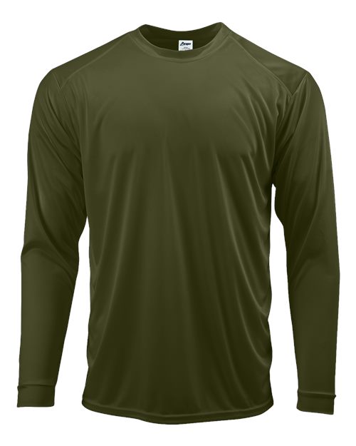 Paragon 210 Unisex Long Islander Performance Long Sleeve T-Shirt - Olive Green - front