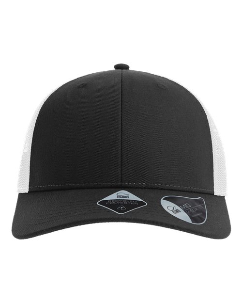 Atlantis Headwear BRYCE Sustainable Trucker Cap - Black/ White - front