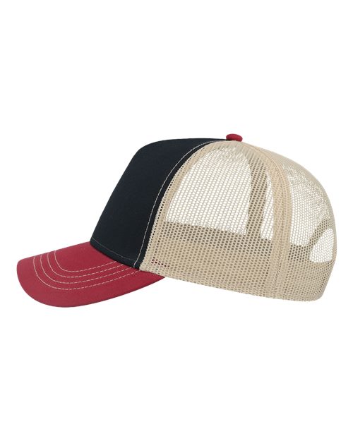 Atlantis Headwear RAPPER Sustainable Canvas Cap - Navy/ Burgundy/ Khaki - side