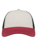 Atlantis Headwear RAPPER Sustainable Canvas Cap - White/ Burgundy/ Black - front