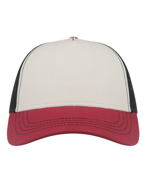 Atlantis Headwear RAPPER Sustainable Canvas Cap - White/ Burgundy/ Black - front