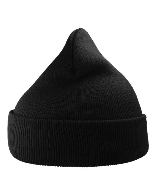 Atlantis Headwear WIND Sustainable 12" Knit Beanie - Black - back