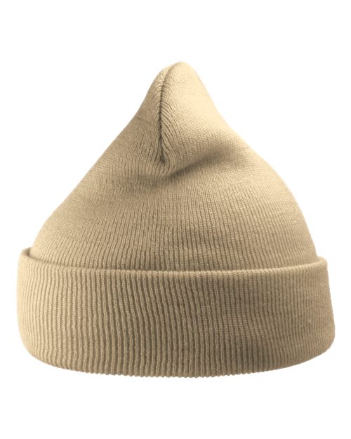 Atlantis Headwear WIND Sustainable 12" Knit Beanie - Beige - front