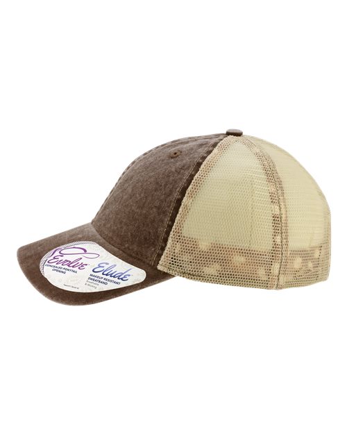 Infinity Her TESS Women's Washed Mesh-Back Cap - Chocolate/ Fawn/ Khaki - side