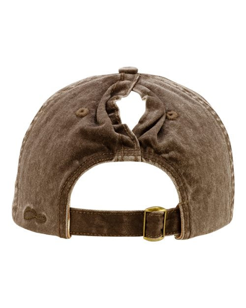 Infinity Her CASSIE Women's Pigment-Dyed with Fashion Undervisor Cap - Chocolate/ Fawn - back