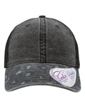 Infinity Her JANET Women's Printed Bill with Mesh Back Cap - Black/ Black Leopard/ Black - front