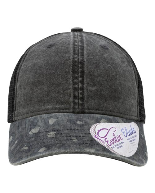 Infinity Her JANET Women's Printed Bill with Mesh Back Cap - Black/ Black Leopard/ Black - front