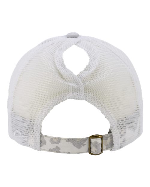 Infinity Her JANET Women's Printed Bill with Mesh Back Cap - Grey/ Snow Leopard/ White - back