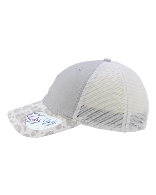 Infinity Her JANET Women's Printed Bill with Mesh Back Cap - Grey/ Snow Leopard/ White - side