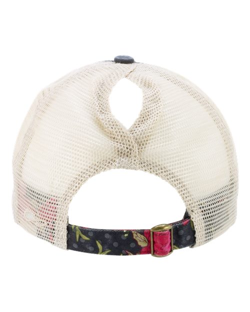Infinity Her JANET Women's Printed Bill with Mesh Back Cap - Black/ Floral/ Khaki - back