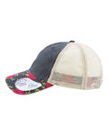 Infinity Her JANET Women's Printed Bill with Mesh Back Cap - Black/ Floral/ Khaki - side