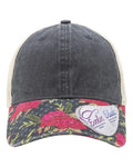 Infinity Her JANET Women's Printed Bill with Mesh Back Cap - Black/ Floral/ Khaki - front