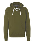 J. America 8830 Men's Sport Lace Hooded Sweatshirt - Military Green - front