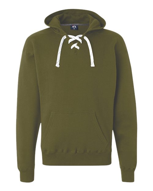 J. America 8830 Men's Sport Lace Hooded Sweatshirt - Military Green - front
