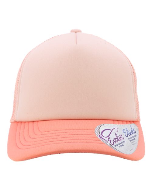 Infinity Her ROSIE Women's Foam Trucker Cap - Dusty Pink/ Pink/ Peachy Pink/ Butterfly - front
