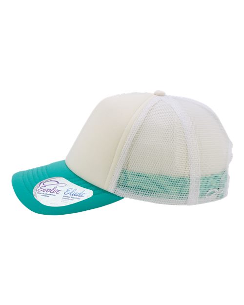 Infinity Her ROSIE Women's Foam Trucker Cap - Ivory/ Jade/ White/ Swirl - side