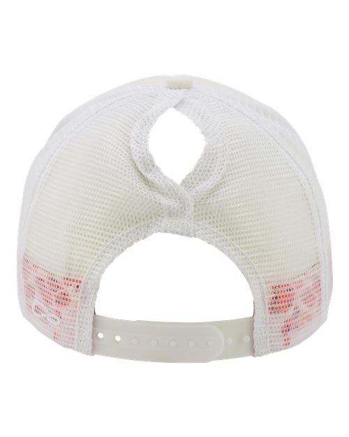 Infinity Her ROSIE Women's Foam Trucker Cap - Ivory/ Lavender/ White/ Smiley - back