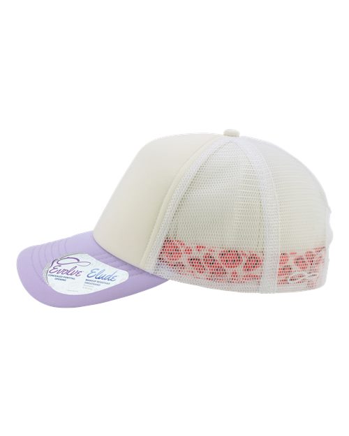Infinity Her ROSIE Women's Foam Trucker Cap - Ivory/ Lavender/ White/ Smiley - side