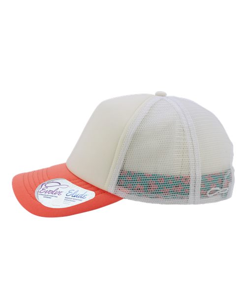 Infinity Her ROSIE Women's Foam Trucker Cap - Ivory/ Sherbert/ White/ Floral - side