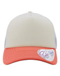 Infinity Her ROSIE Women's Foam Trucker Cap - Ivory/ Sherbert/ White/ Floral - front