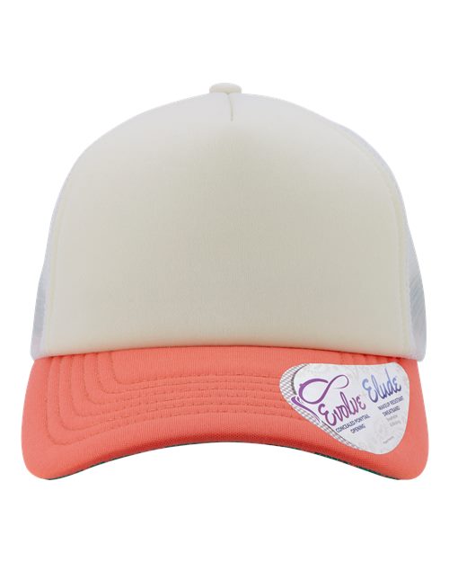 Infinity Her ROSIE Women's Foam Trucker Cap - Ivory/ Sherbert/ White/ Floral - front