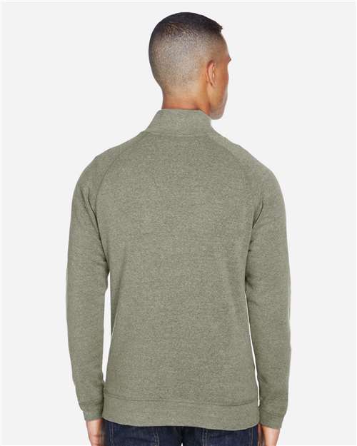 J. America 8869 Men's Triblend Quarter-Zip Sweatshirt - Olive Triblend - model back