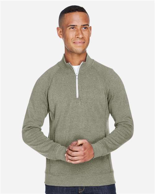 J. America 8869 Men's Triblend Quarter-Zip Sweatshirt - Olive Triblend - model front